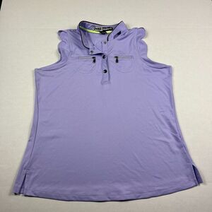 Jamie Sadock 1/4 Snap Shirt Purple Ruffle Sleeve Lightweight Golf Top Size LARGE